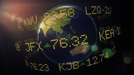 Börsenticker-Umkreist-Die-Erde-Währung-Wall-Street-Geld-Welt-Aktien-4k